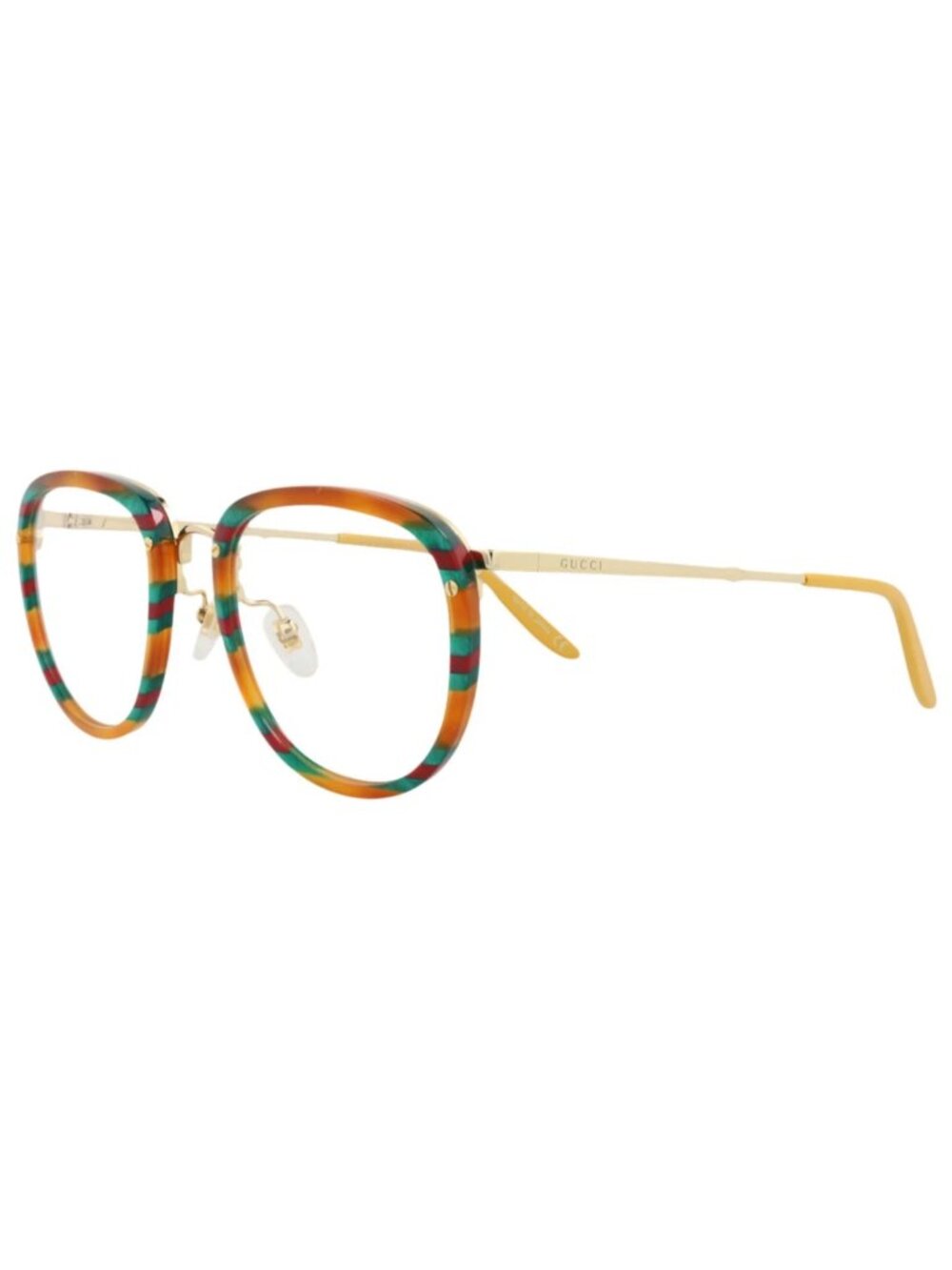 New Gucci Women's Eyeglasses Square Rectangle Acetate Frame Mens Havana Gold